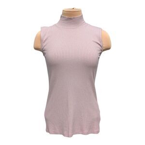 Rachel Zoe Ribbed Knit Sleeveless Turtleneck Sweater Vest Top Size S Casual